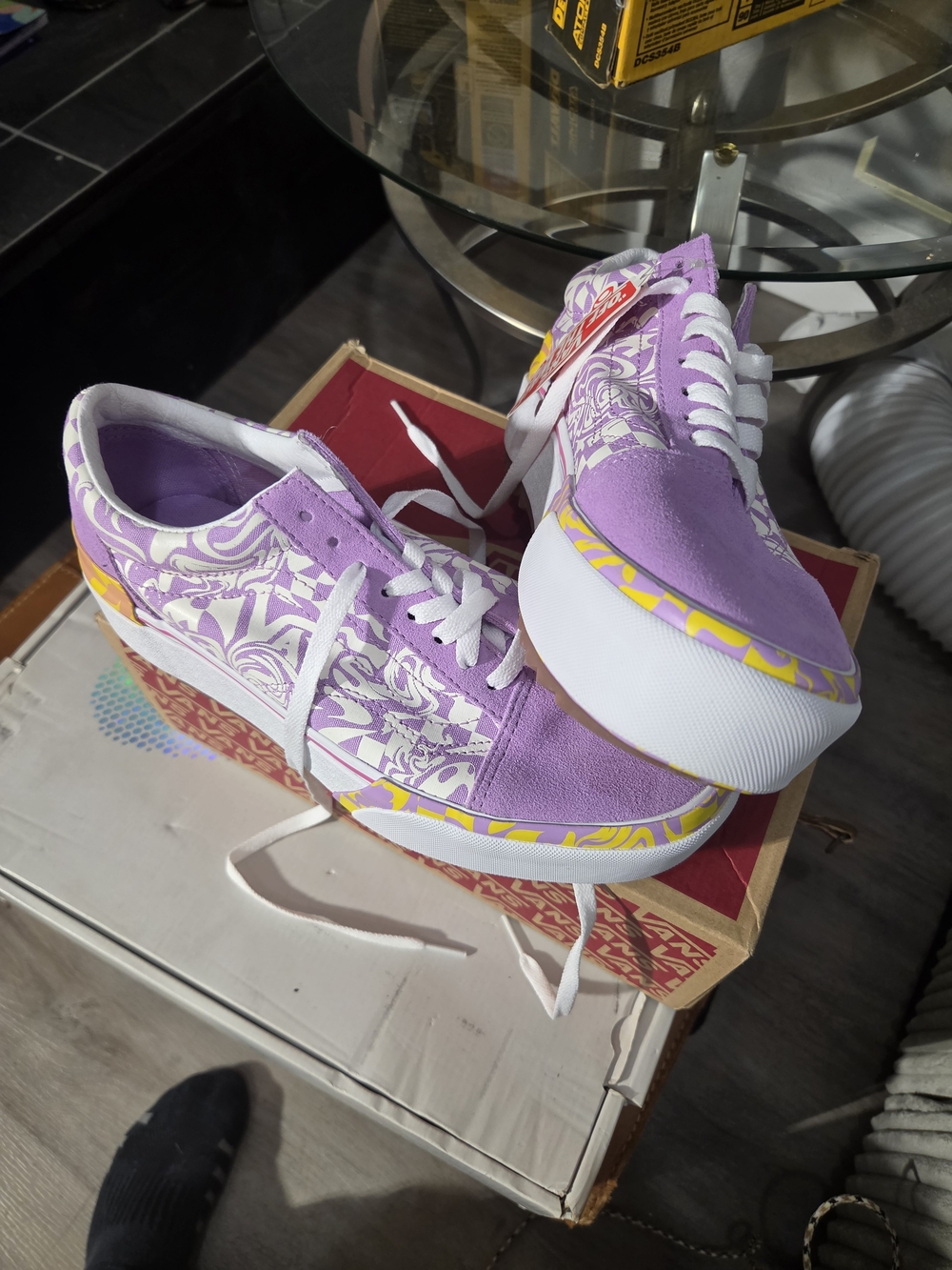 Womens Vans Platforms Purple On White.